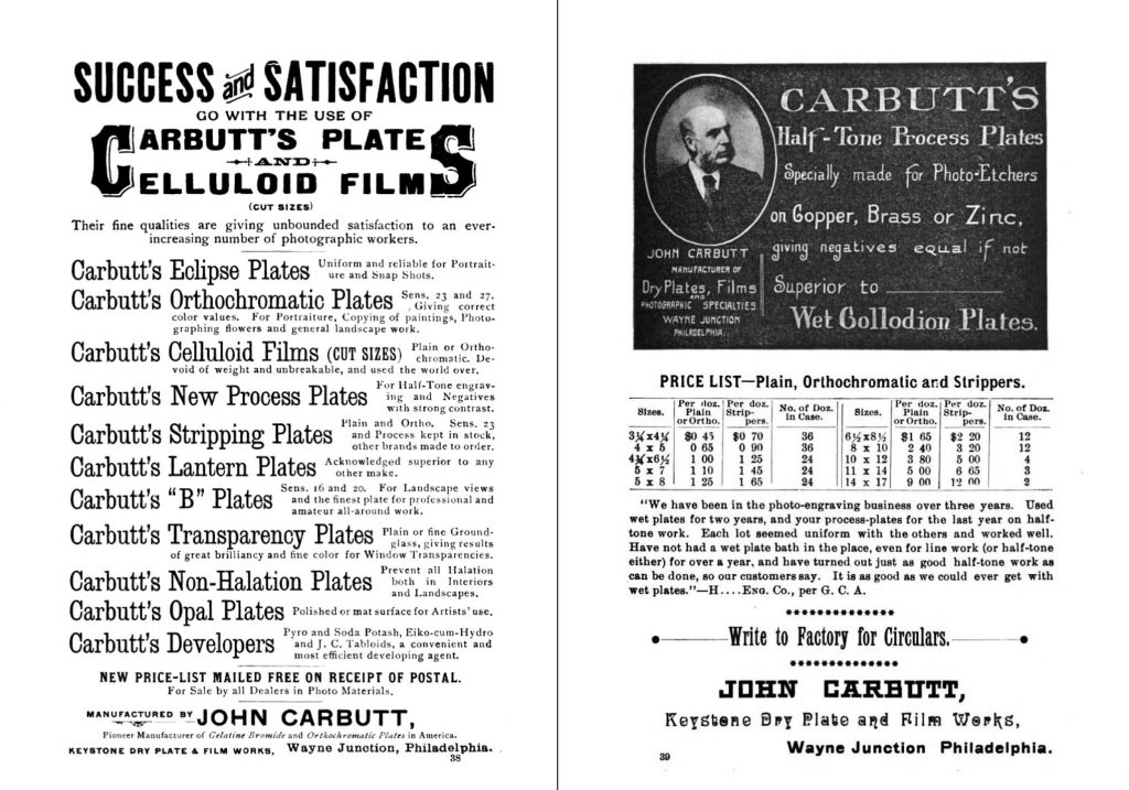 Carbutt's Plates Ad