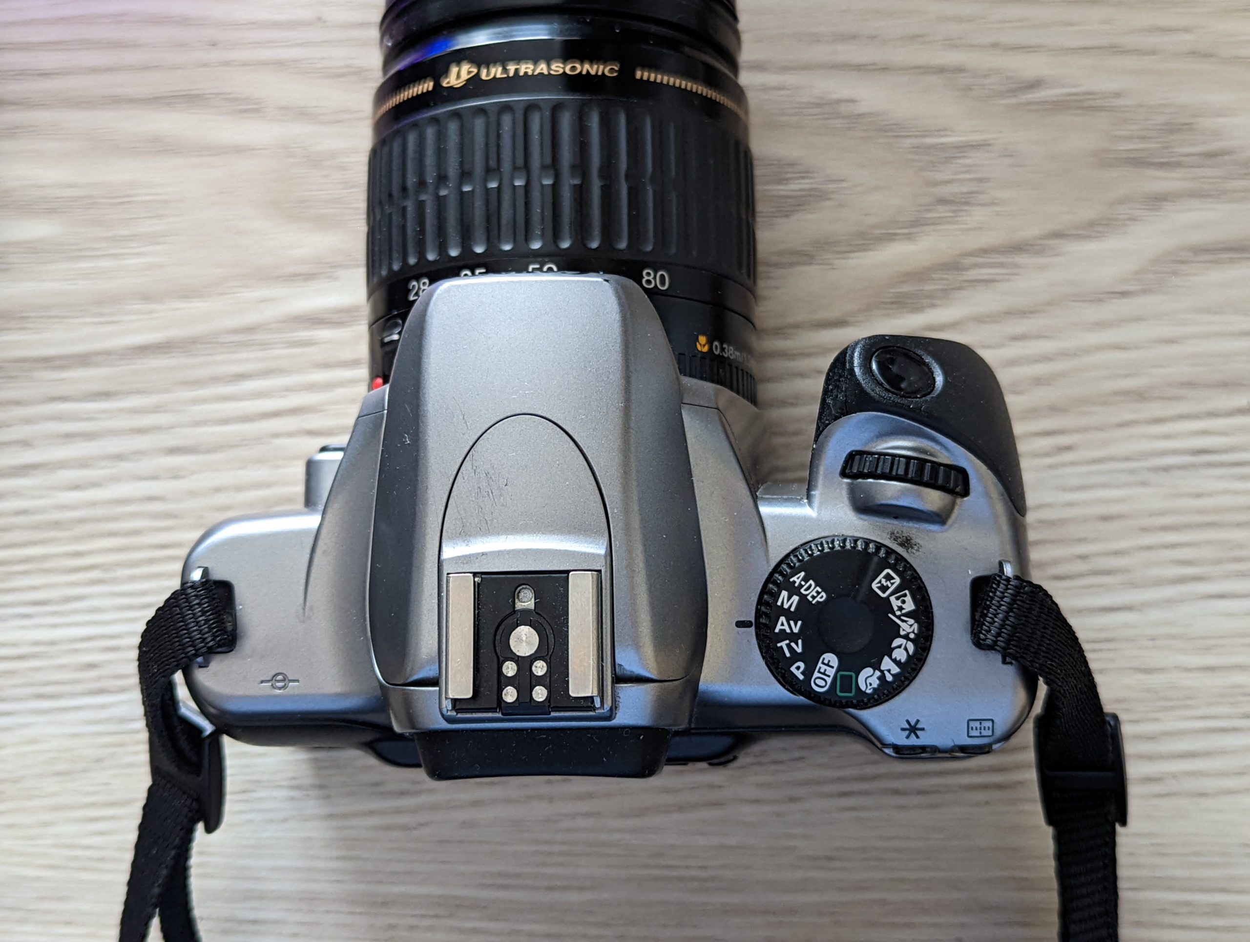 Top plate view of the Canon EOS 3000V