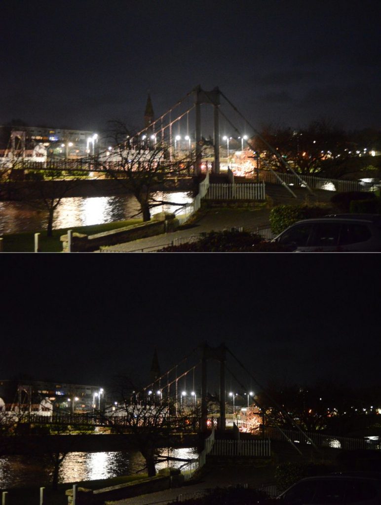 Night shooting comparison shots between Hedeco Lime II exposure values and camera's own meter.