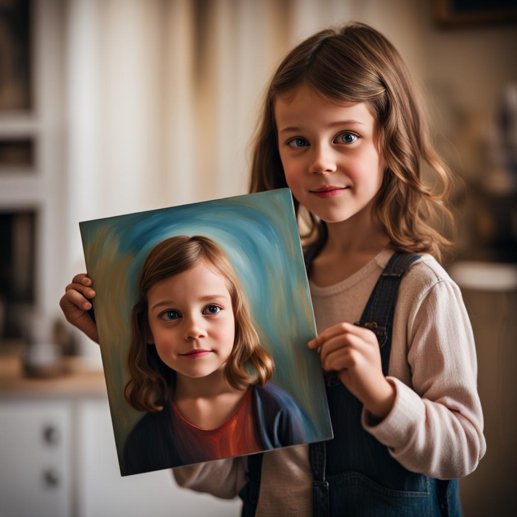 AI generated image of girl holding picture of herself