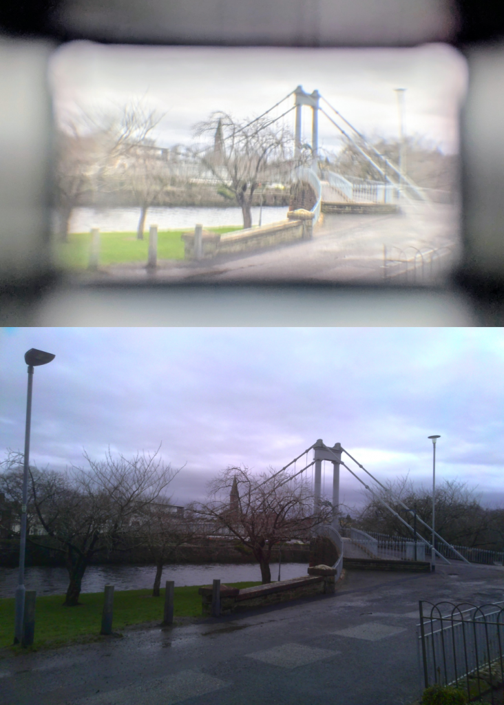 View from in finder taken on a Pixel 7 and actual shot taken on the Retro Snap V2