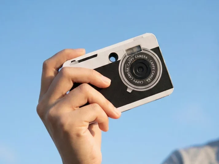 Marketing image for Cappy camera with a case variation used for illustrative purposes