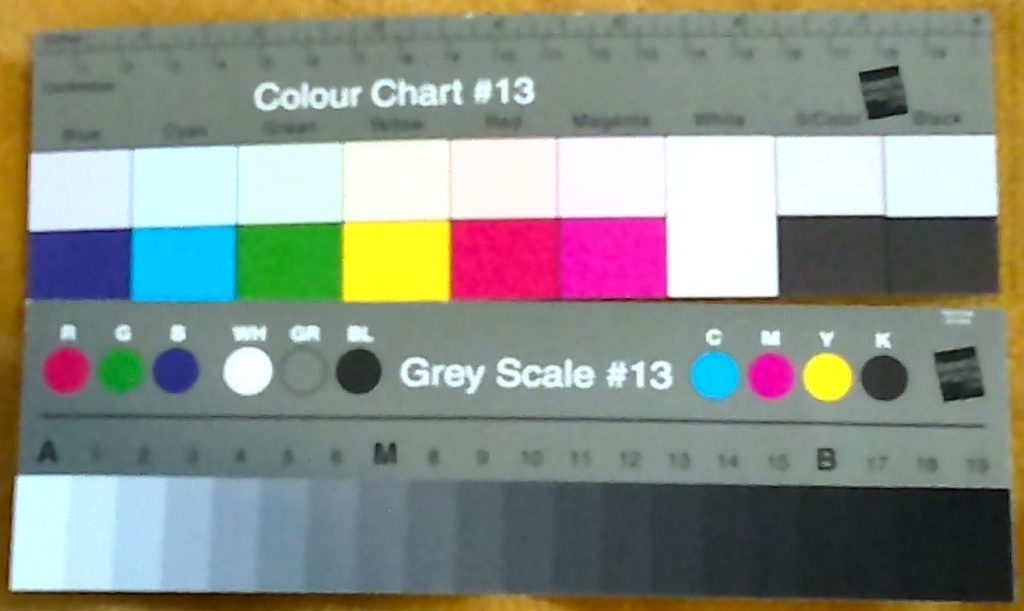 Colour chart taken on Cappy Camera